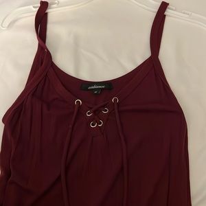 Ambiance Burgundy Corset Tie Tank, Size M